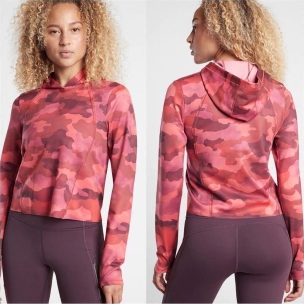 Athleta Pink Camo Cropped Hoodie SZ M​​